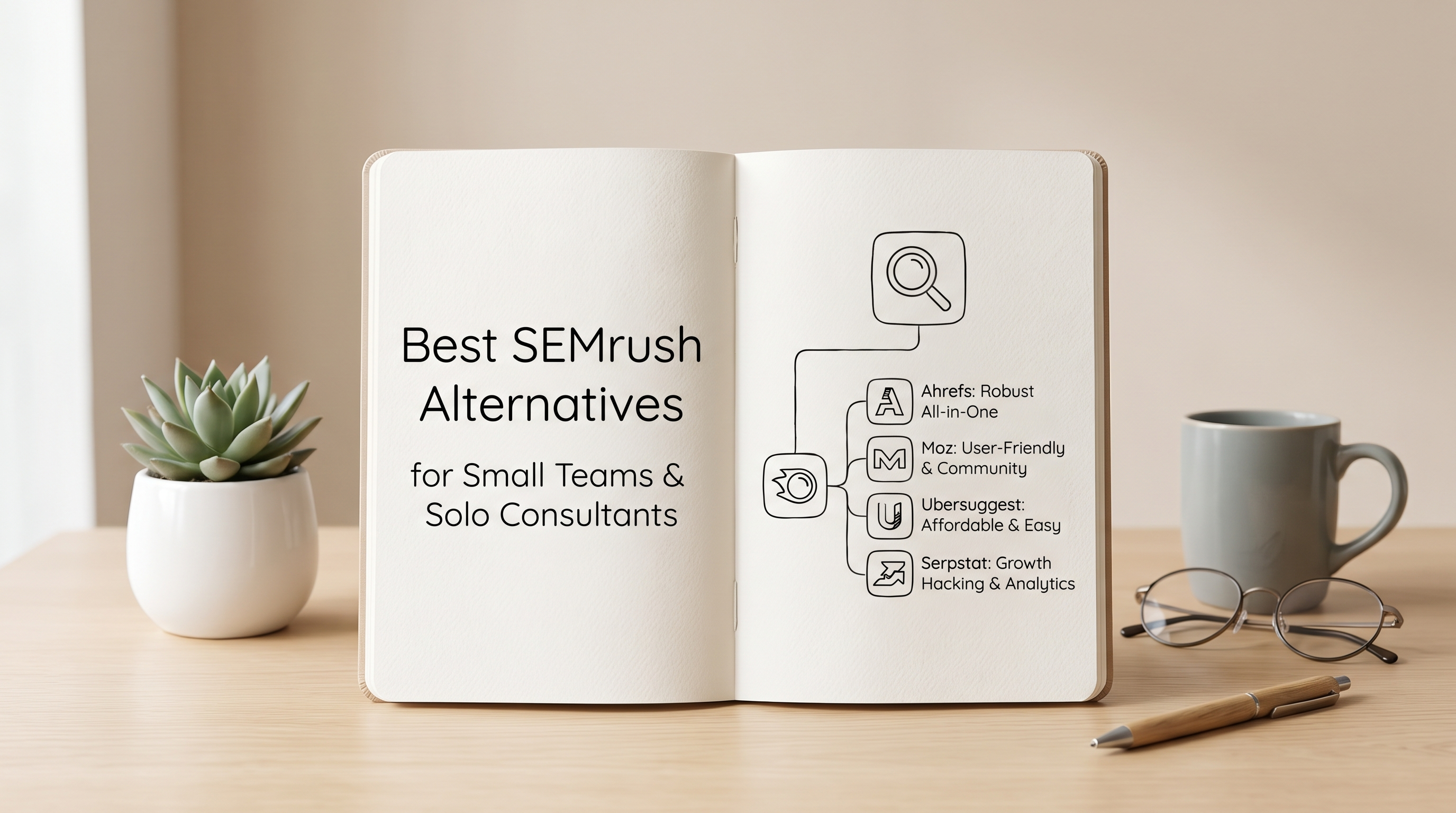 Comparison chart showing features and pricing of different SEO tools for small businesses.